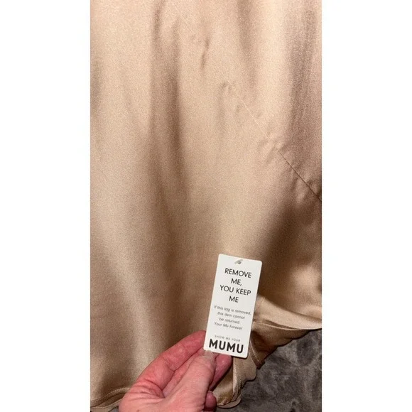 Show Me Your Mumu Lisa Maxi Dress Small Champagne Satin Halter Open Back - Picture 6 of 15